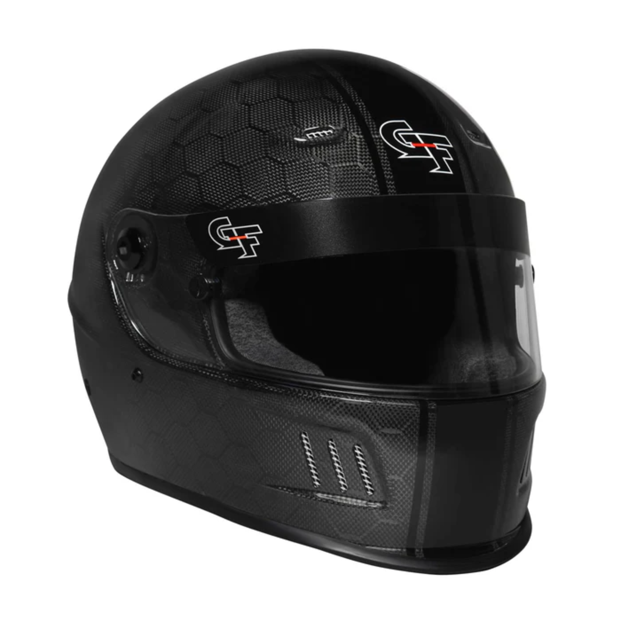 The black G-Force Rift Carbon SA2020 Helmet from G-Force at an angle.