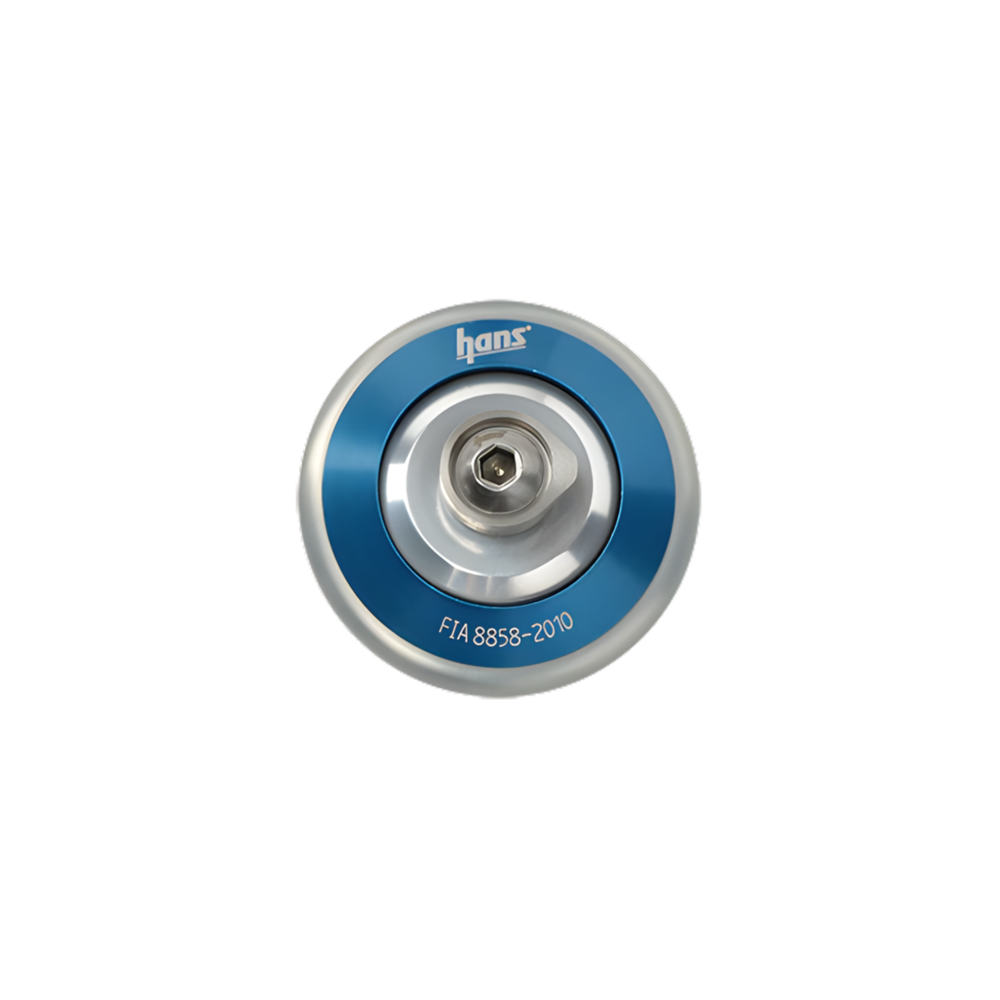 The blue Hans Pro Post Anchor Set - For M6 Threaded Helmets from HANS.