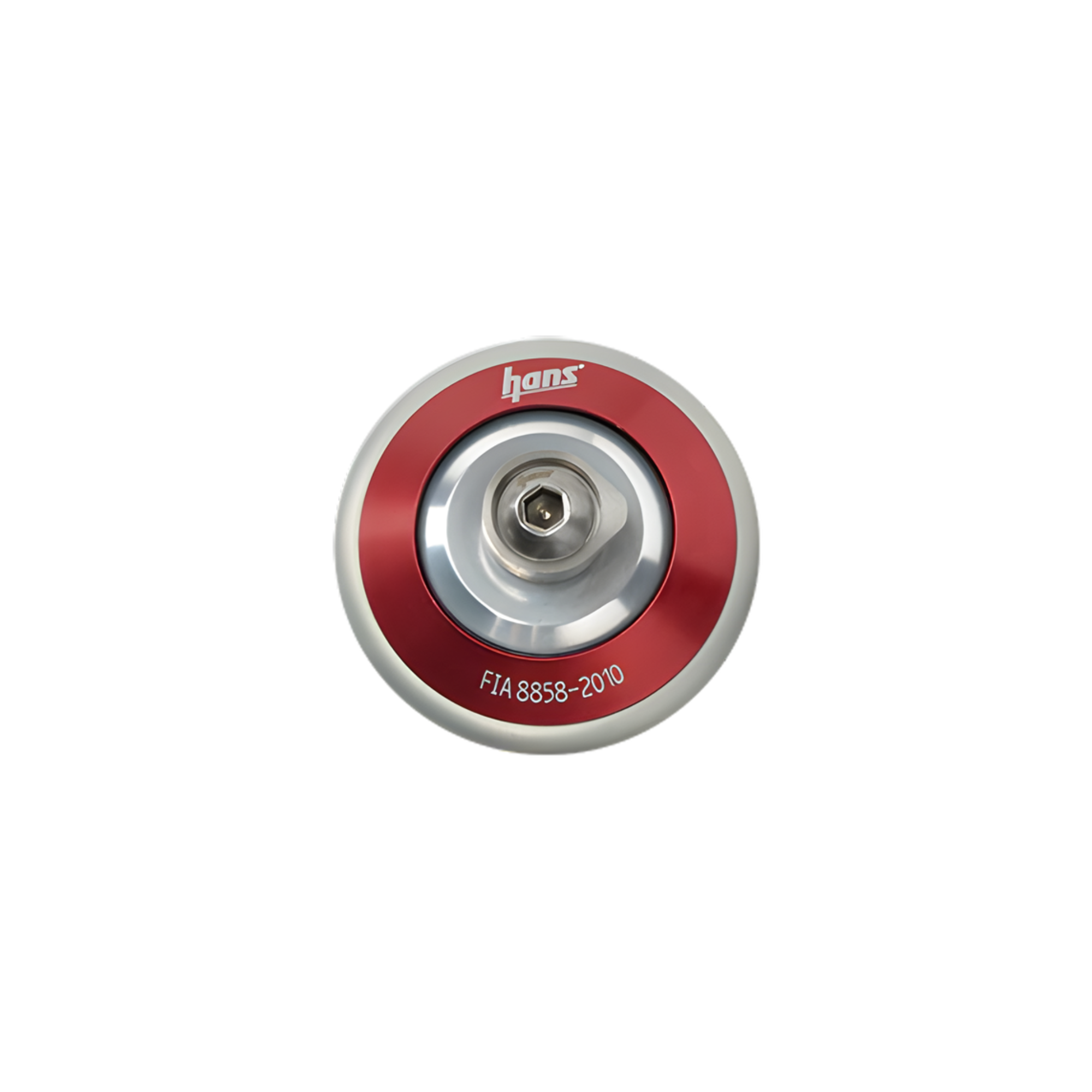 The red Hans Pro Post Anchor Set - For M6 Threaded Helmets from HANS.
