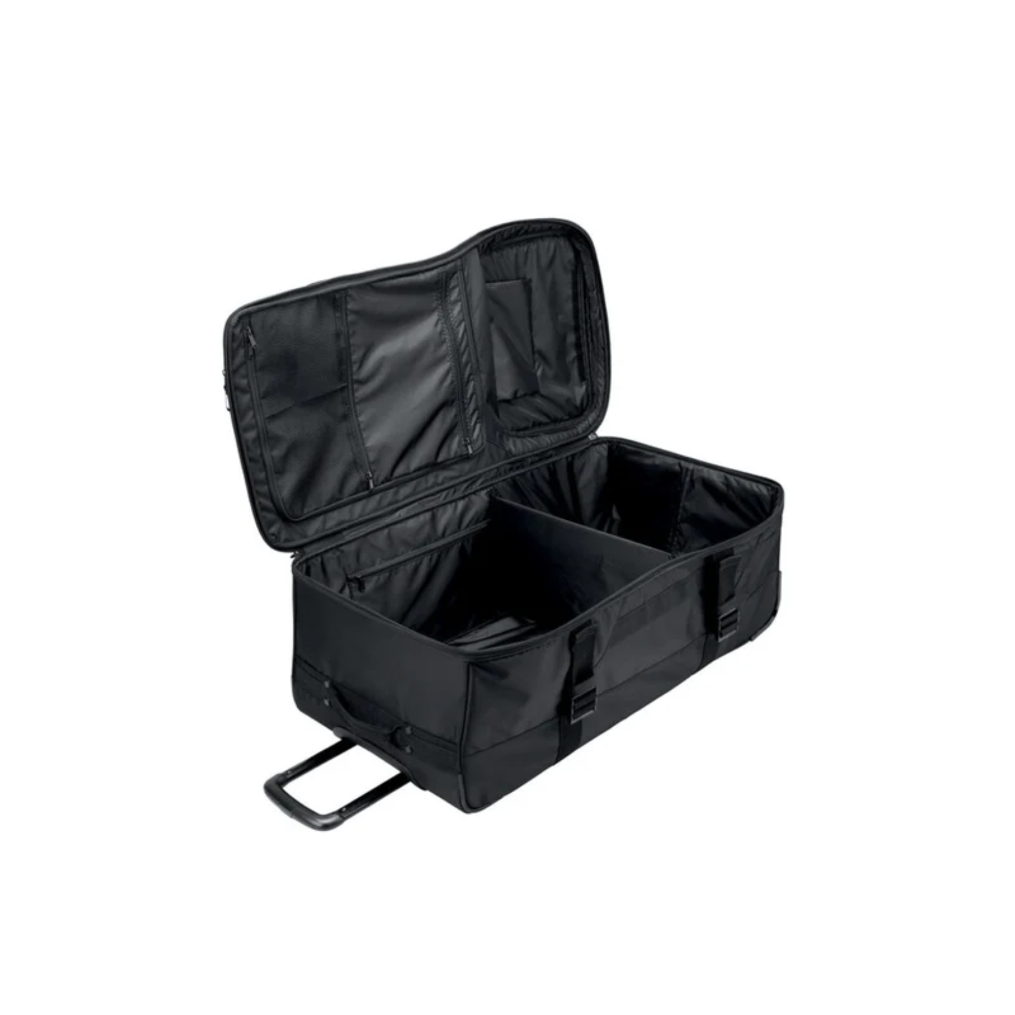 The black Large Bell Trolley Bag from Bell opened showing the internal storage.