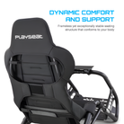 The black Playseat Trophy from Playseat highlighting the dynamic support and comfort with more information.