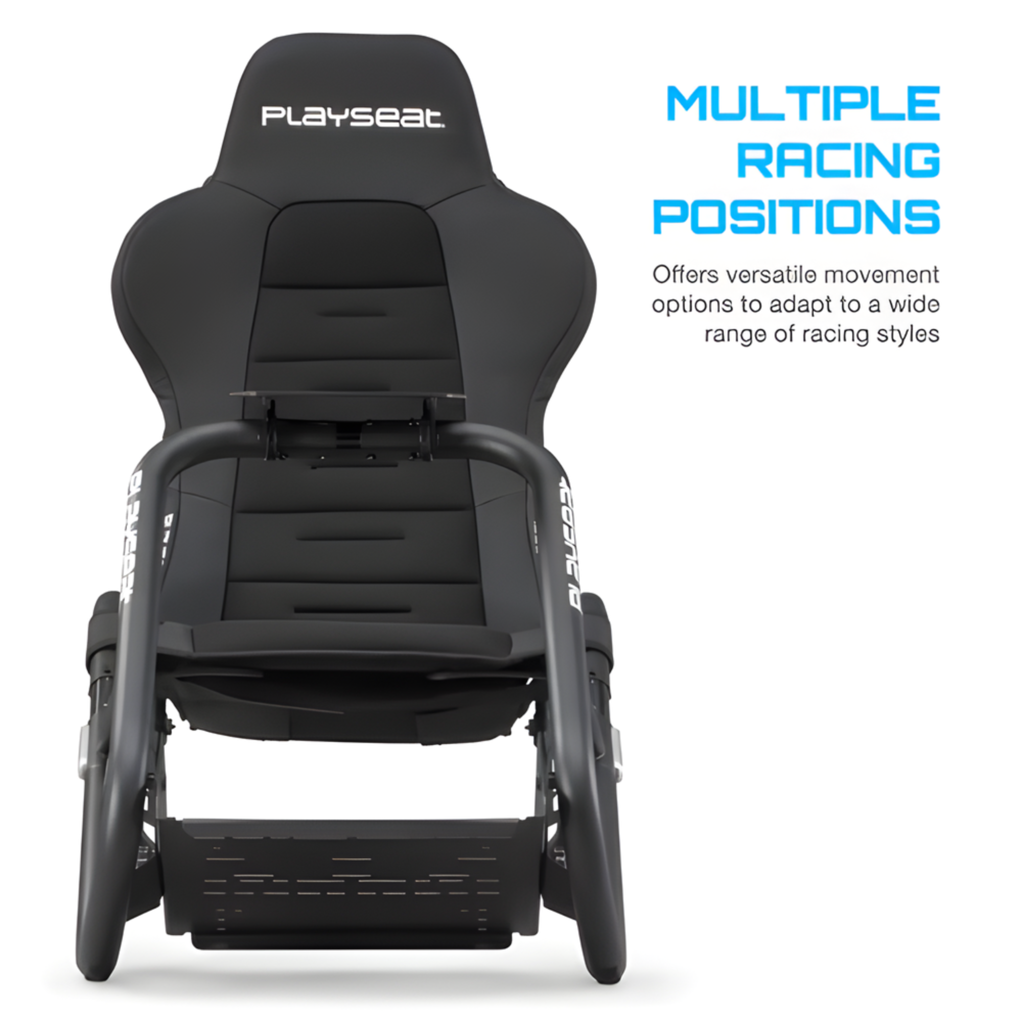 The black Playseat Trophy from Playseat highlighting the multiple racing positions with more information.