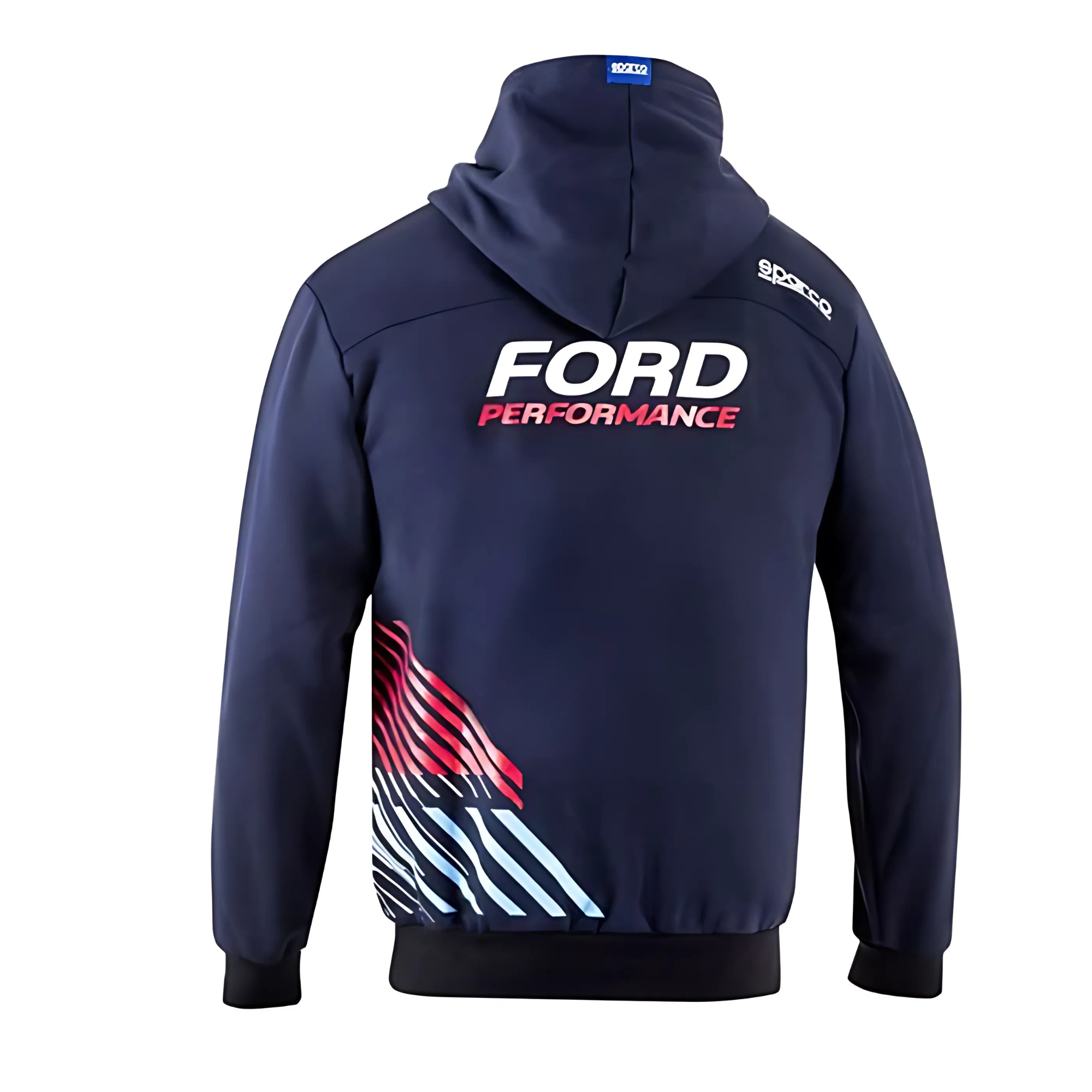 The back of the navy Sparco Ford Performance Hooded Sweatshirt from Sparco.