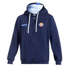 The front of the navy Sparco Gulf Hooded Full Zip Sweatshirt form Sparco.