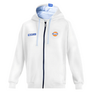 The front of the white Sparco Gulf Hooded Full Zip Sweatshirt form Sparco.