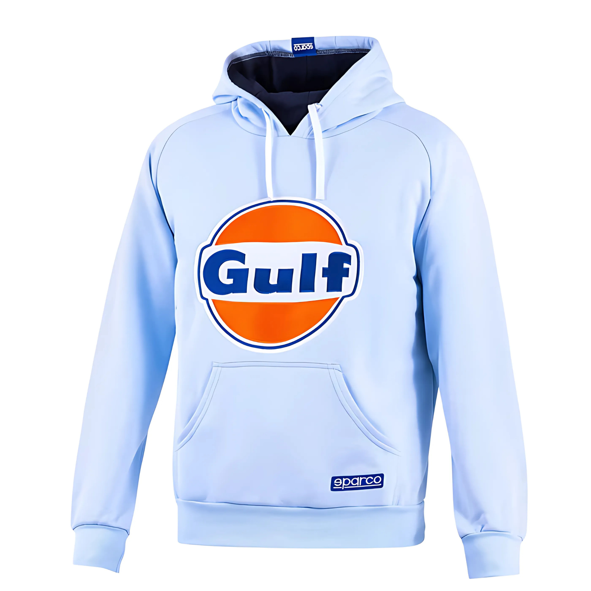 The front of the celeste Sparco Gulf Hoodie Sweatshirt from Sparco.