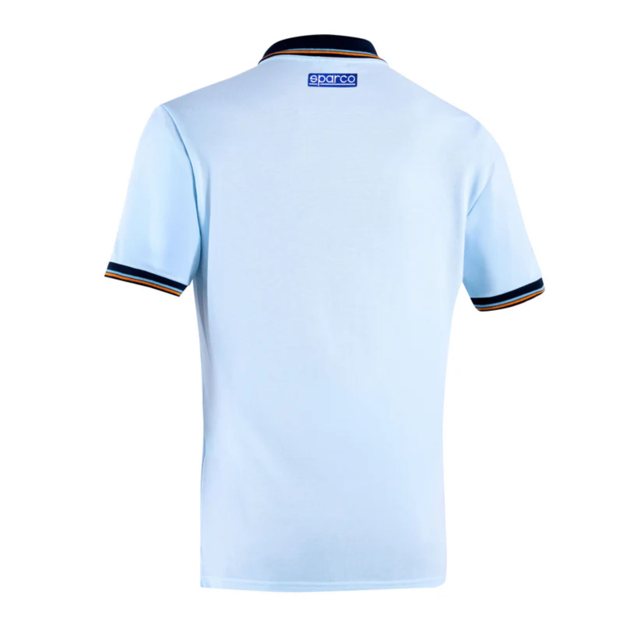 The celeste (light blue) Sparco Gulf Polo Piquet Pocket Shirt from Sparco from the back.