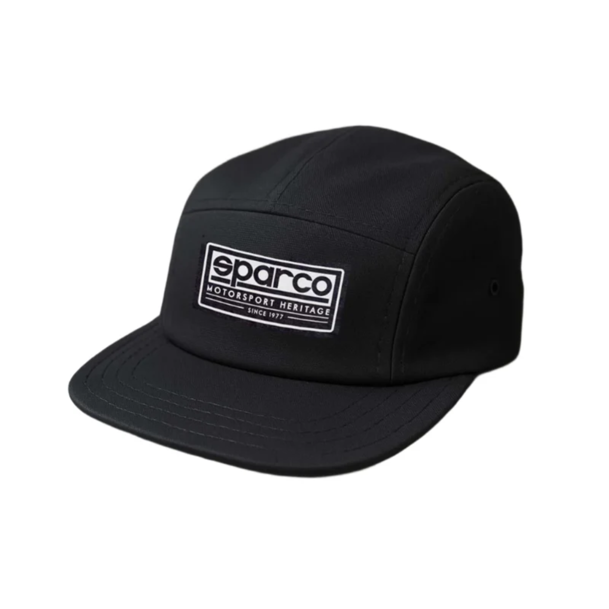 The black Sparco Heritage 5-Panel Cap from Sparco.