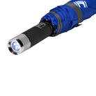 The blue and gray Sparco LED Umbrella from Sparco showing the flashlight within the handle.