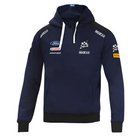 The front of the navy blue Sparco M-Sport Dakar Hoodie from Sparco.
