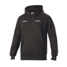 The front of the black Sparco Martini Racing Big Stripes Hooded Sweatshirt from Sparco.