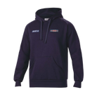 The front of the navy Sparco Martini Racing Big Stripes Hooded Sweatshirt from Sparco.