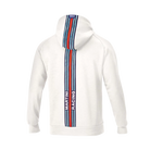 The back of the white Sparco Martini Racing Big Stripes Hooded Sweatshirt from Sparco.