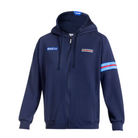 The front of the navy Sparco Martini Racing Full Zip Hooded Sweatshirt from Sparco.