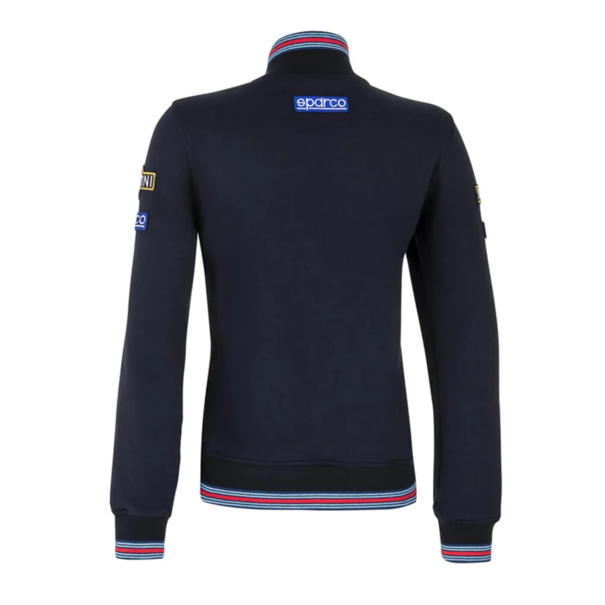 The back of the navy Sparco Martini Racing Ladies Full Zip Sweatshirt from Sparco.