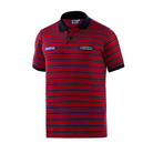 The front of the red Sparco Martini Racing Striped Polo from Sparco.