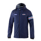 The front of the navy blue Sparco Martini Racing Windbreaker from Sparco.