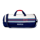 The navy blue and white Sparco Martini Sportbag Duffel Bag from Sparco from the side.