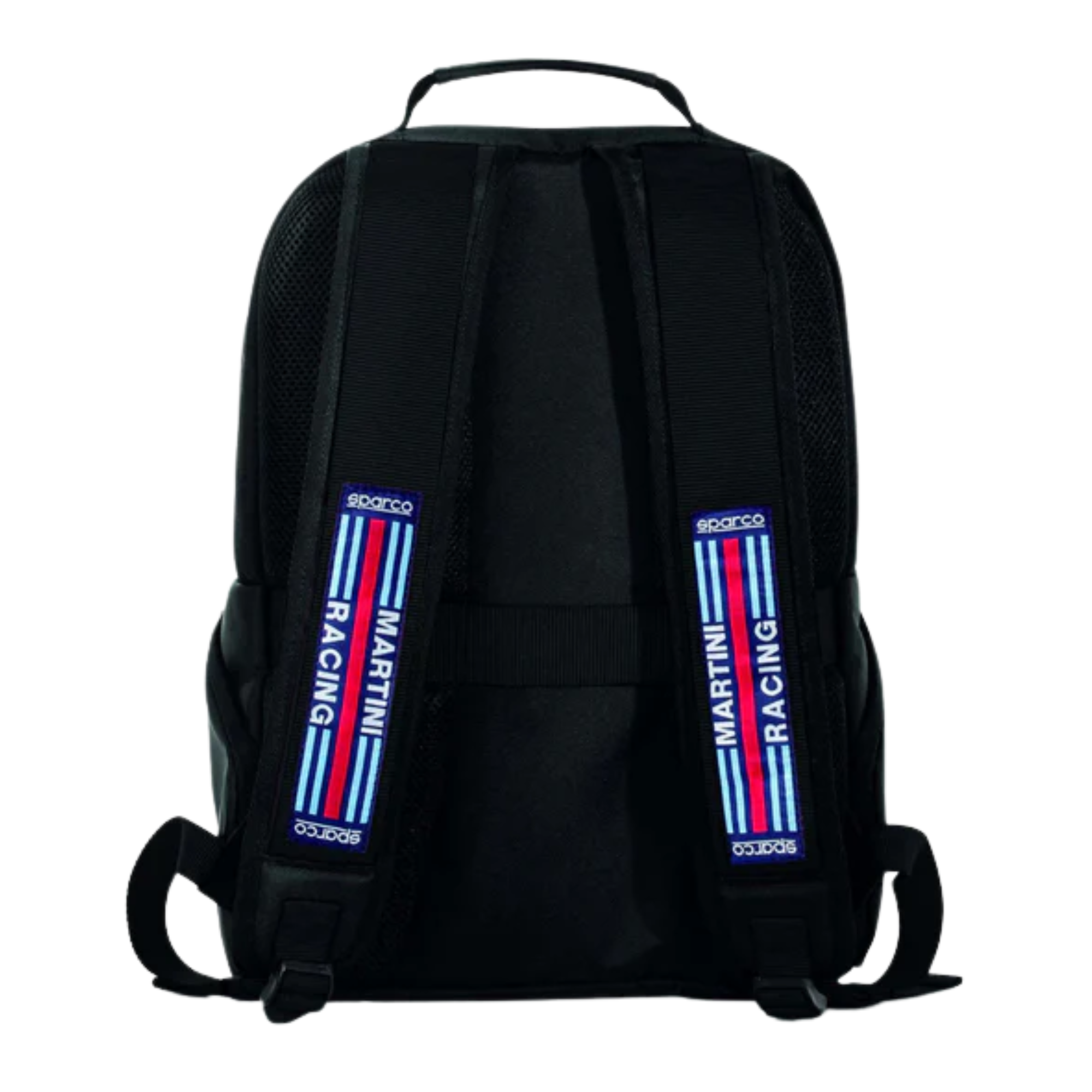 The back of the black Sparco Martini Stage Backpack from Sparco.