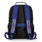The back of the blue and black Sparco Martini Stage Backpack from Sparco.