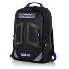 The front of the blue and black Sparco Martini Stage Backpack from Sparco.