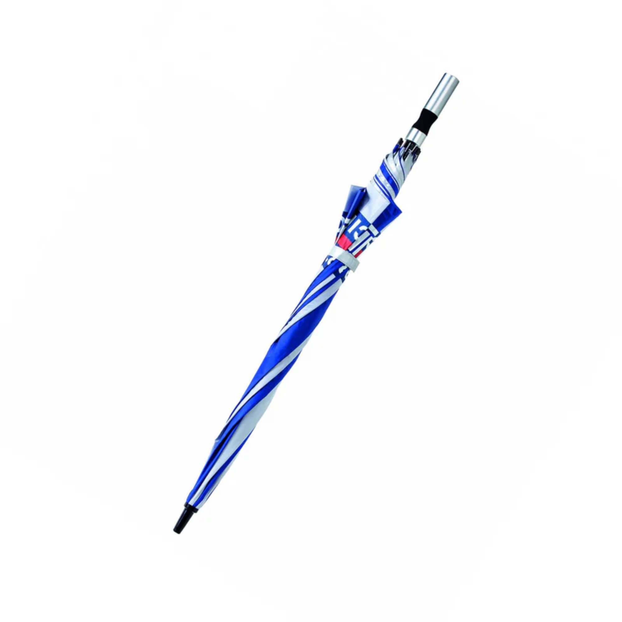 The blue and white Sparco Martini Umbrella from Sparco closed.