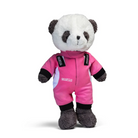 The Sparco Panda Plush Bear from Sparco with a pink racing suit.
