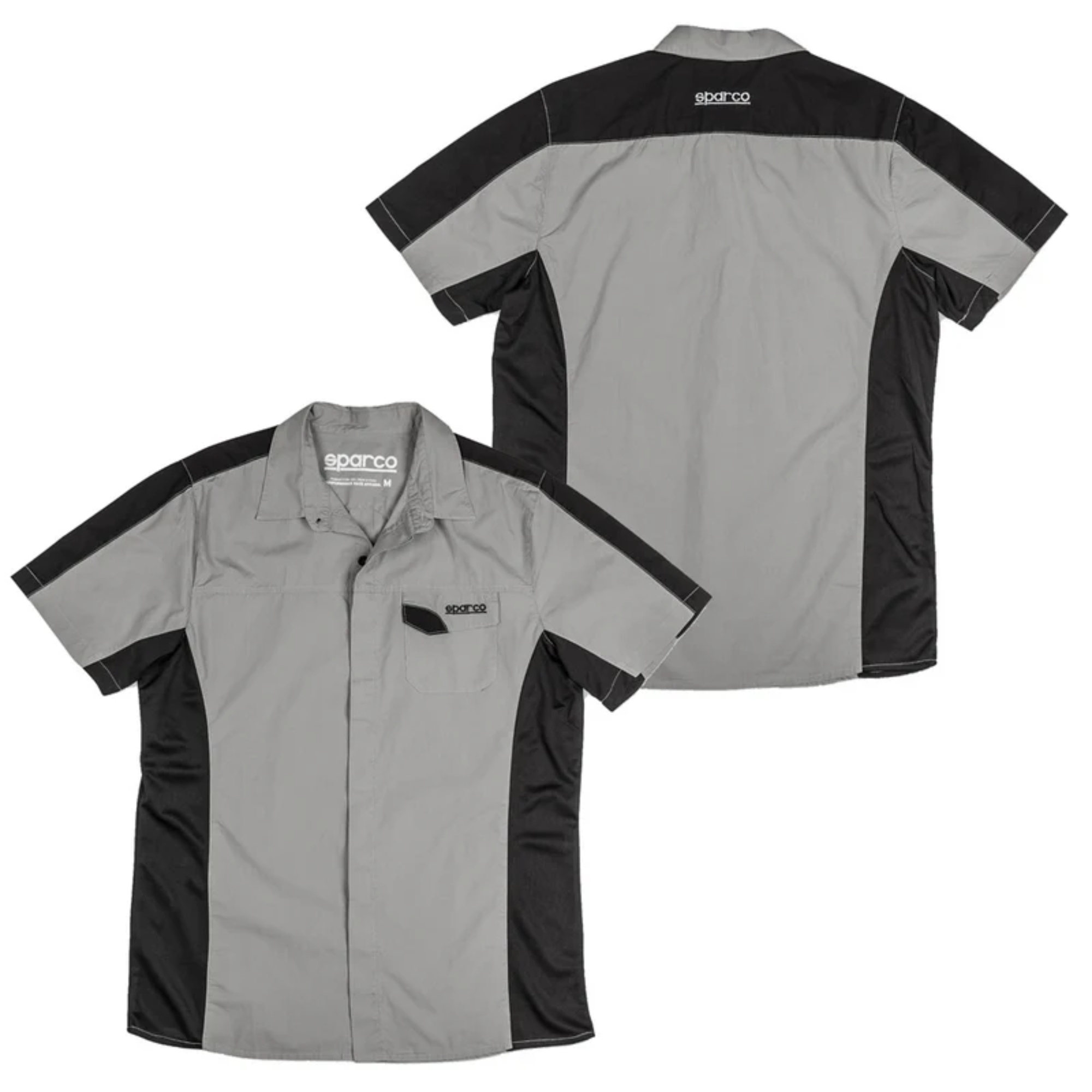 The gray and black Sparco Pit Tech 2.0 Crew Shirt from Sparco.