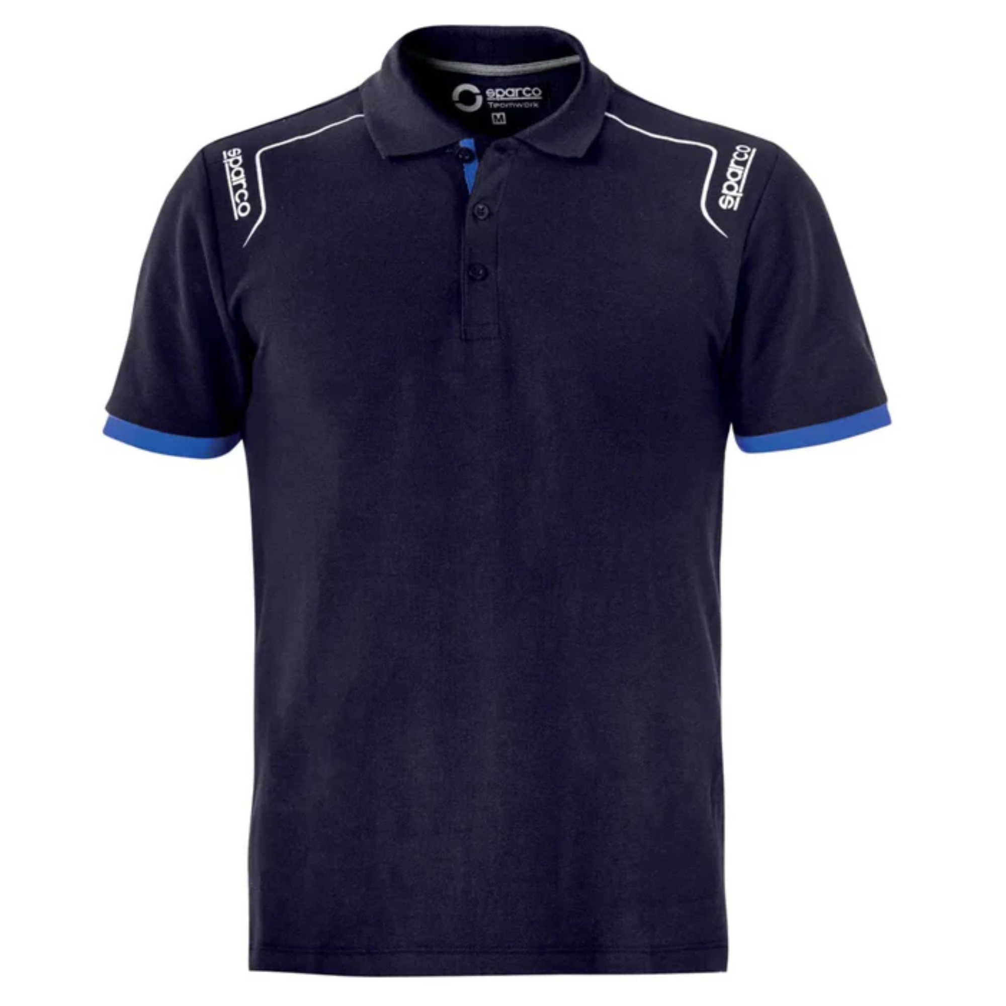 The navy Sparco Portland Polo from Sparco from the front.