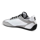 The white and black Sparco S-Drive Low Shoes from Sparco from the side at an angle.