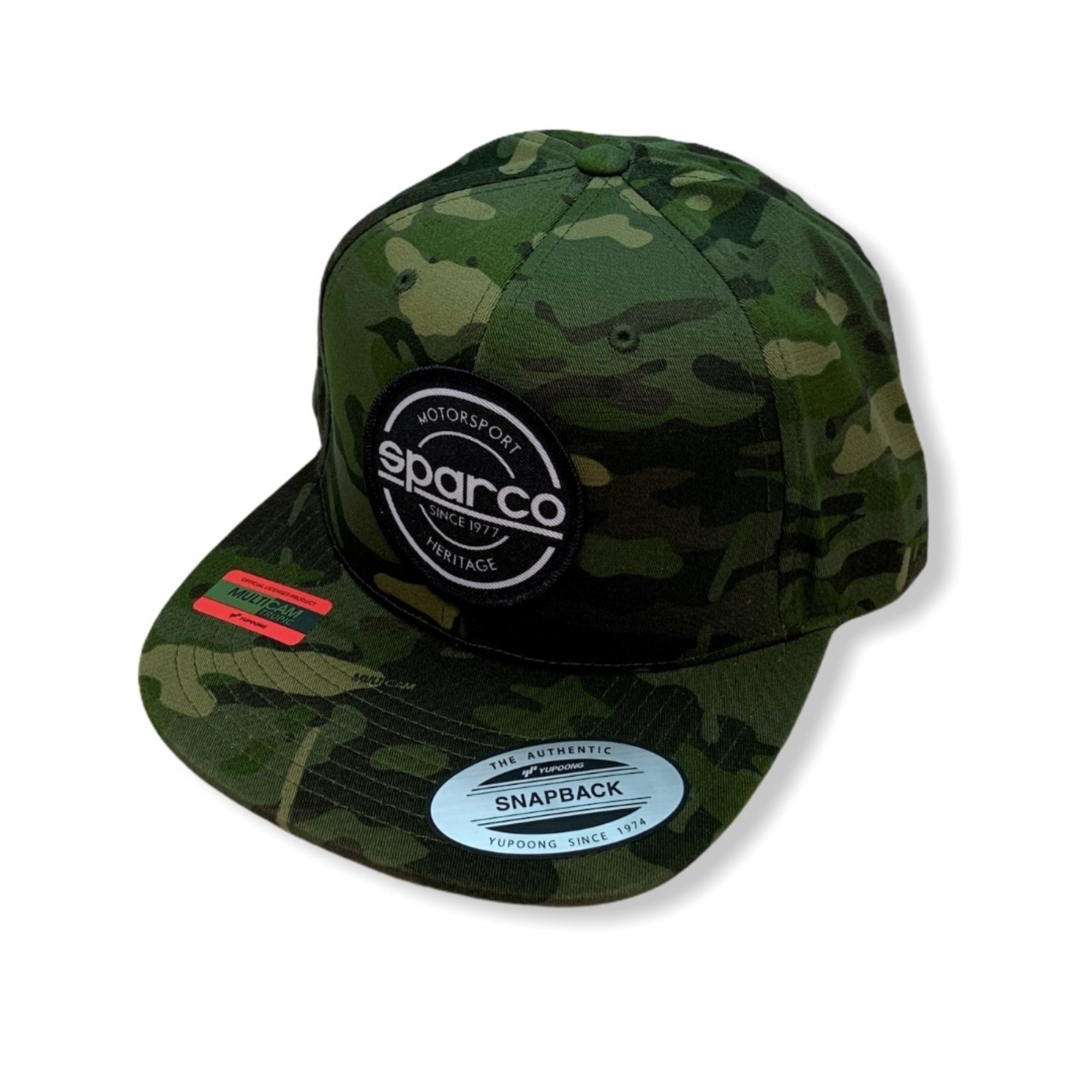 The green camo Sparco S-Patch Snapback Cap from Sparco.