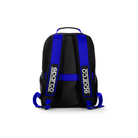 The back of the black Sparco Stage Backpack from Sparco with blue accents.