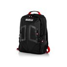 The front of the black Sparco Stage Backpack from Sparco with red accents.