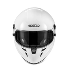The white and black Sparco Stealth KF Karting Helmet from Sparco from the front.