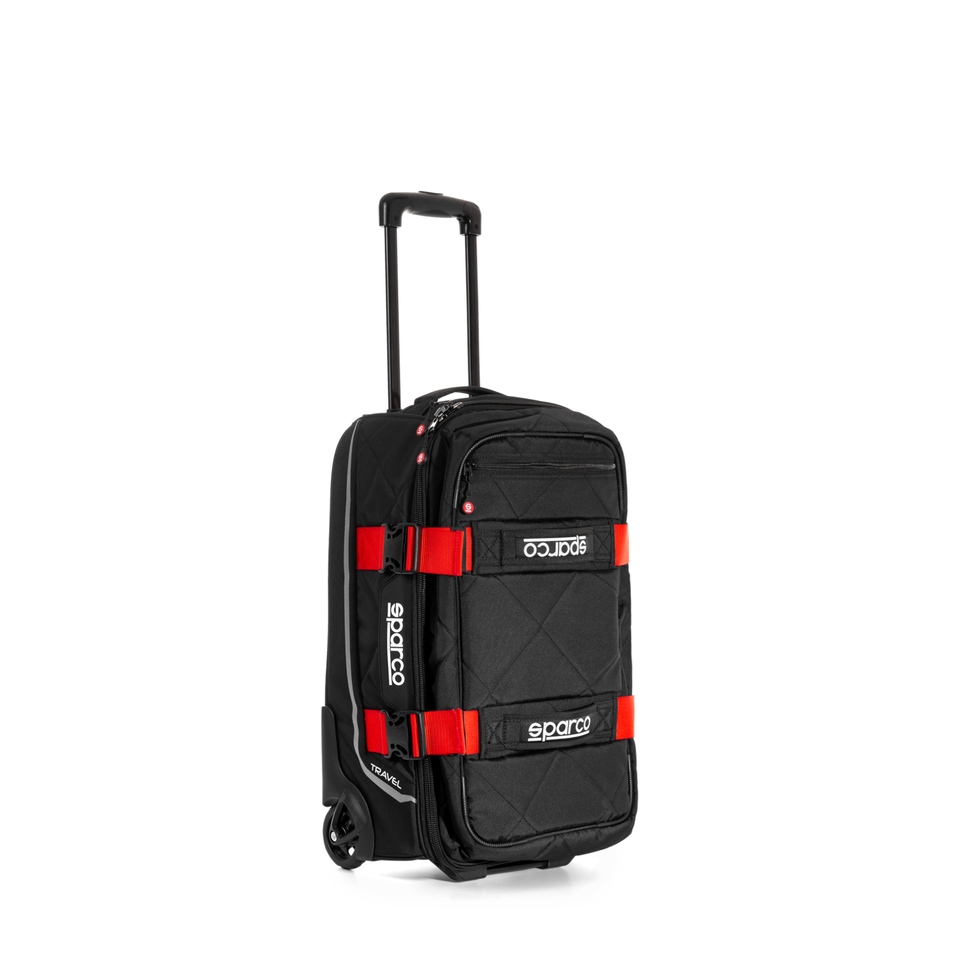 The black Sparco Travel Bag from Sparco with red accents.