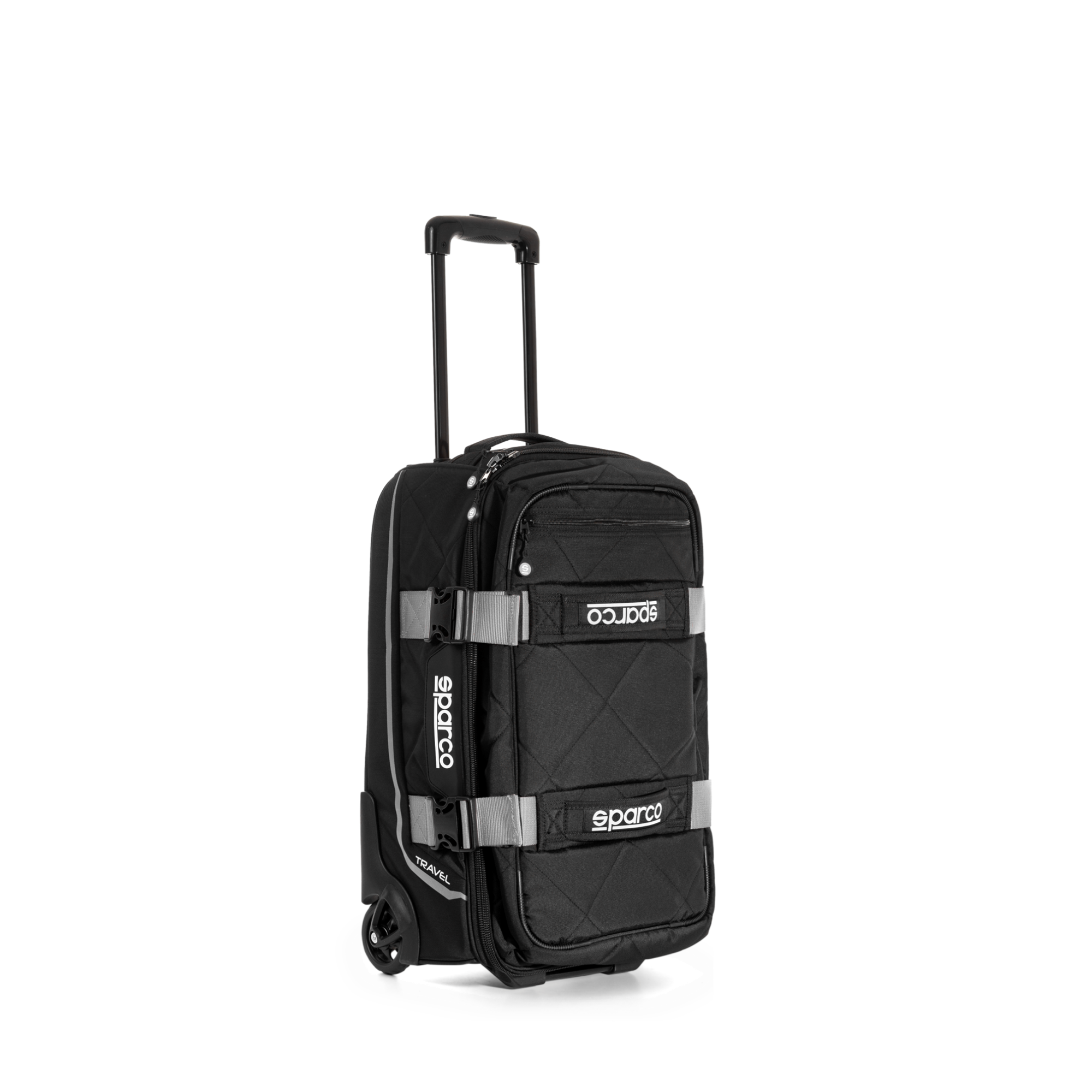 The black Sparco Travel Bag from Sparco with silver accents.