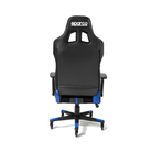 The back of the black and blue Sparco Trooper Gaming Chair from Sparco.