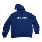 The front of the blue Sparco WWW Hooded Sweatshirt from Sparco.