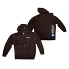 The front and back of the brown Sparco Zip-Up Hooded Sweatshirt from Sparco.